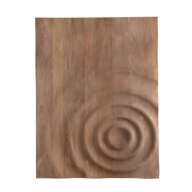PTMD Wandornament Mattin lichtbruin mangohout rechthoekig met cirkels