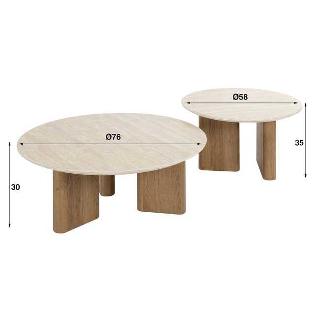 WoonStijl Salontafel set van 2 Romano rechthoekige poot