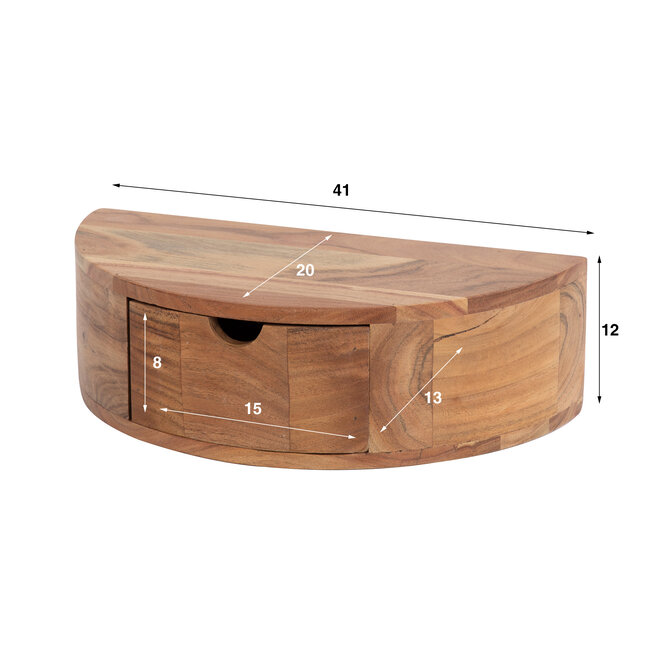 WoonStijl Nachtkastje 1L curve / Massief acacia naturel