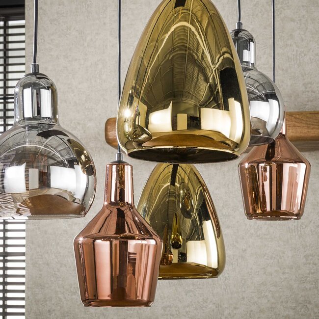 WoonStijl Hanglamp 3+3 mix glass tricolore