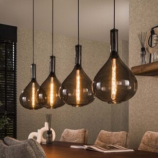 WoonStijl Hanglamp Drop smoke glass met 4 lampen