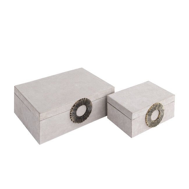 PTMD Opbergbox Hazael Beige suede set van 2