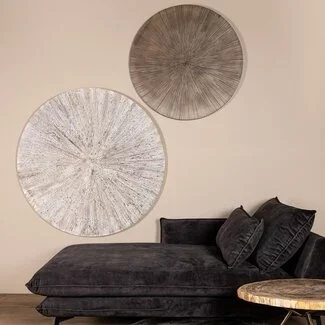PTMD Wandornament Zapp Wit geribbeld rond L