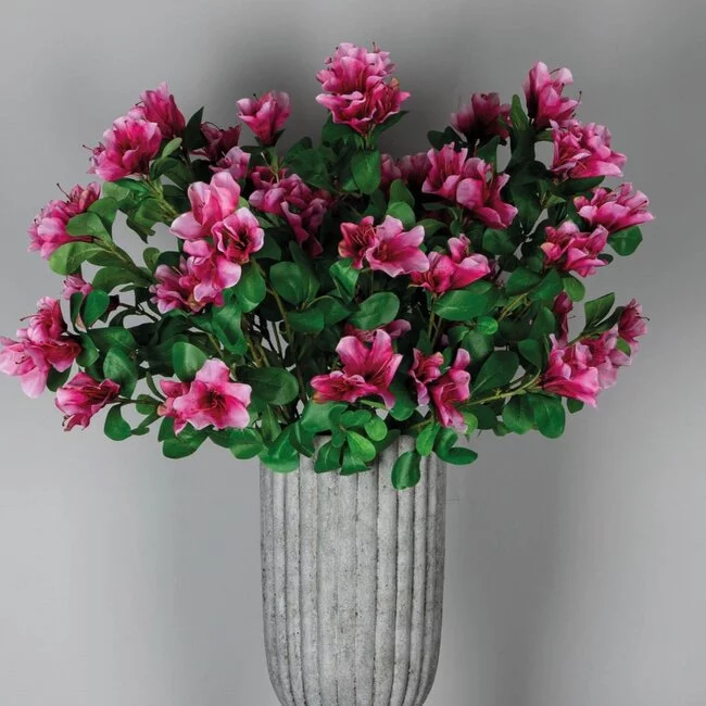 PTMD Kunstbloem roze azalea met bladeren