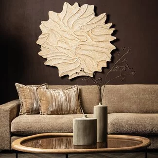 PTMD Wandornament Ceanna Crème MDF Wavy rond L