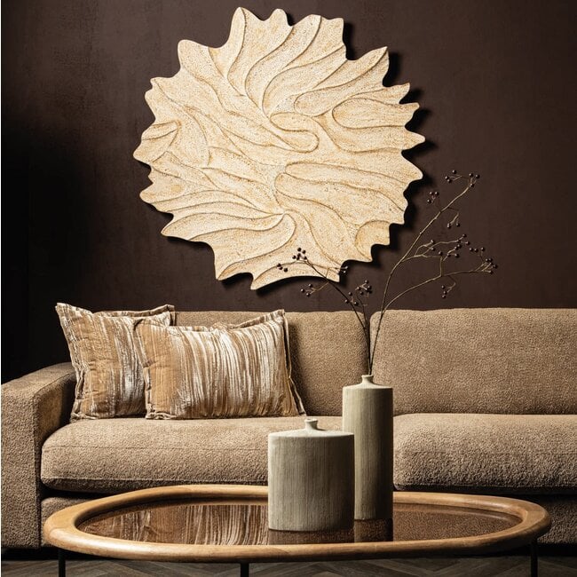 PTMD Wandornament Ceanna Crème MDF Wavy rond L