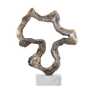 PTMD Ornament Maryan Brass aluminium op marmeren voet S