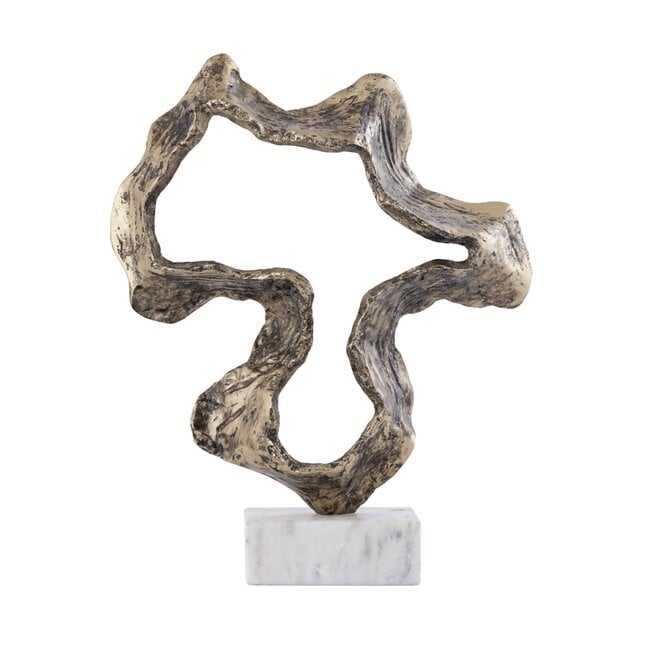 PTMD Ornament Maryan Brass aluminium op marmeren voet S