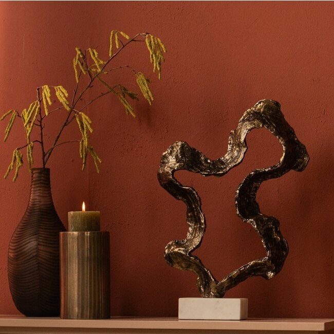 PTMD Ornament Maryan Brass aluminium op marmeren voet L