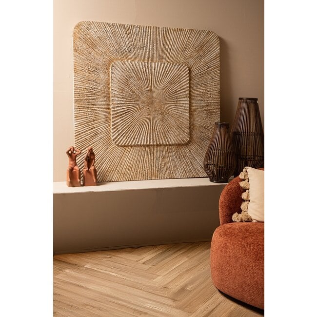 PTMD Wandornament Dishita Crème vierkant mdf S