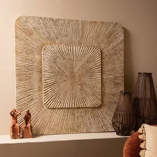 PTMD Wandornament Dishita Crème vierkant mdf S