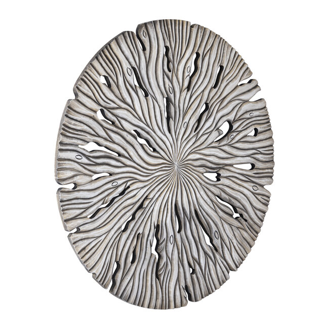 PTMD Wandornament Bonte Creme MDF Wavy rond L