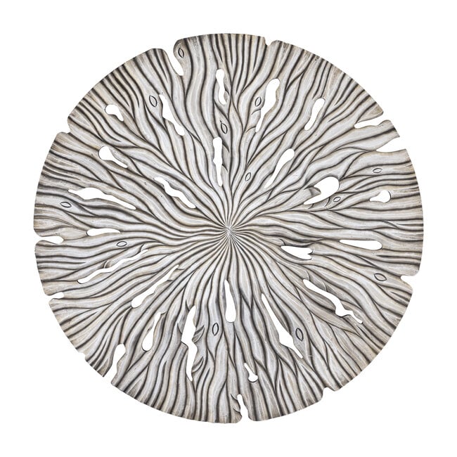 PTMD Wandornament Bonte Creme MDF Wavy rond L - Ø 120 cm