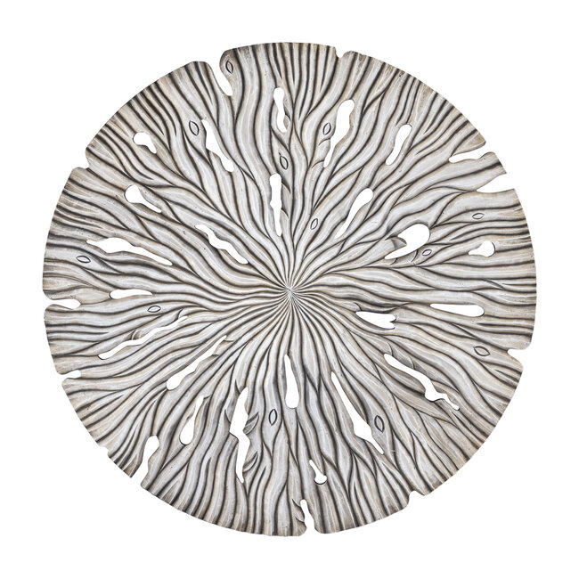 PTMD Wandornament Bonte Creme MDF Wavy rond L