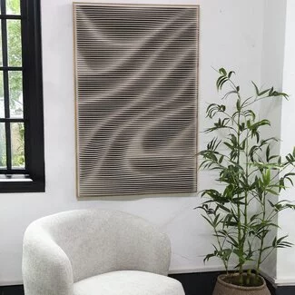 PTMD Wandpaneel Aleishia Crème rechthoekig Wavy