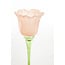Light en Living Theelicht op voet Ø10,5x22,5 cm FLOWALY glas groen+peach