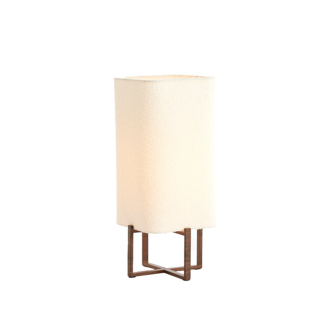 Light en Living Tafellamp 21,5X21,5X50,5 Cm WYN hout D Bruin+Boucl Creme