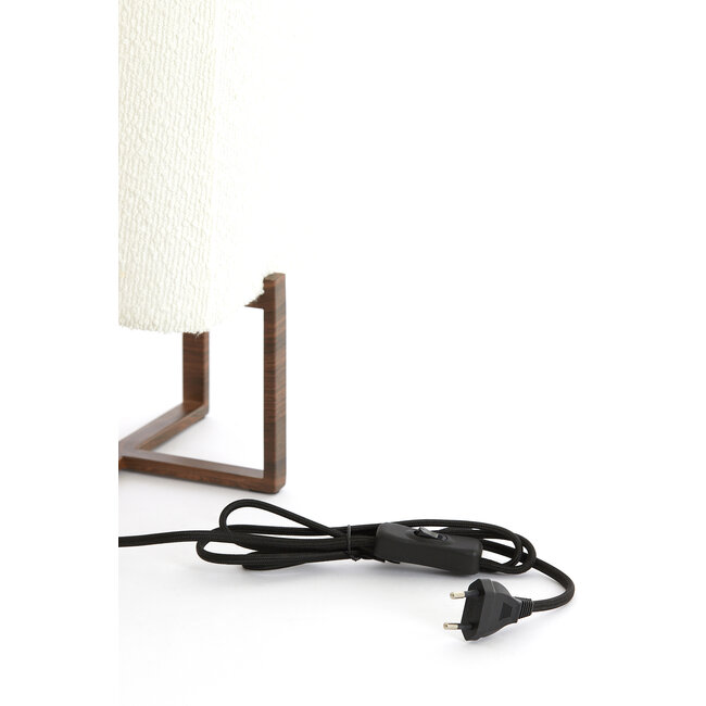 Light en Living Tafellamp 21,5X21,5X50,5 Cm WYN hout D Bruin+Boucl Creme