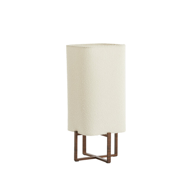 Light en Living Tafellamp 21,5X21,5X50,5 Cm WYN hout D Bruin+Boucl Creme