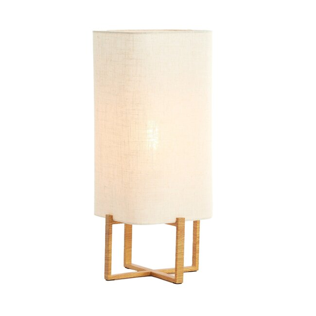 Light en Living Tafellamp 21,5X21,5X50,5 Cm WYN hout Natur+Linen Creme