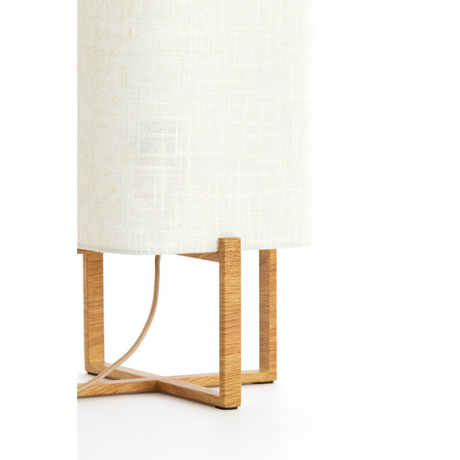 Light en Living Tafellamp 21,5X21,5X50,5 Cm WYN hout Natur+Linen Creme
