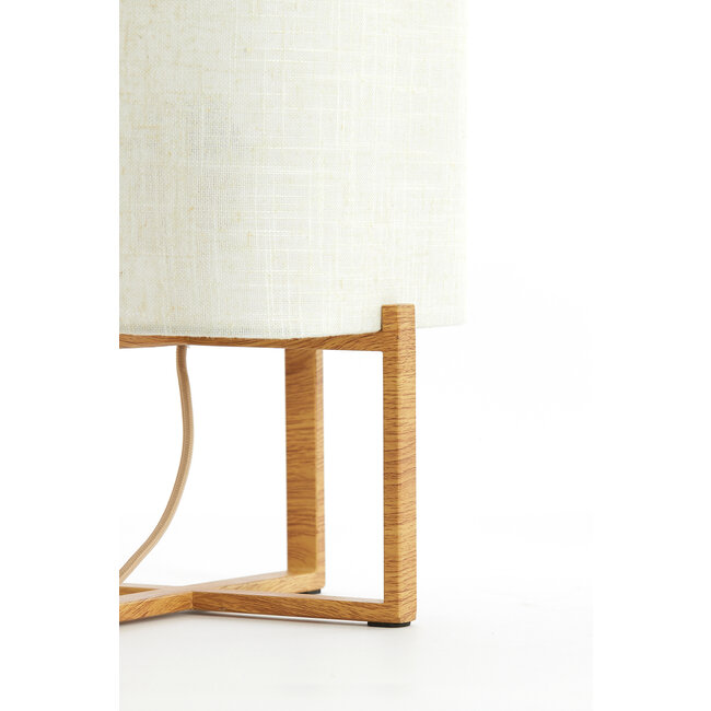 Light en Living Tafellamp 21,5X21,5X50,5 Cm WYN hout Natur+Linen Creme