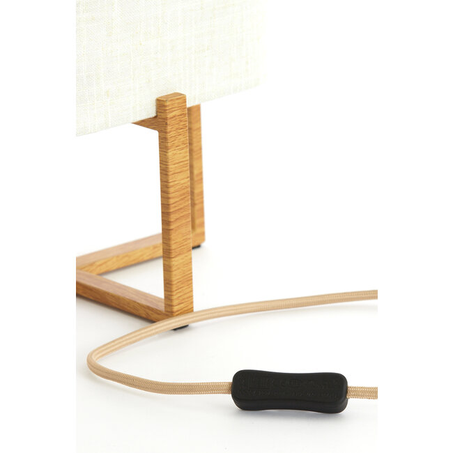 Light en Living Tafellamp 21,5X21,5X50,5 Cm WYN hout Natur+Linen Creme