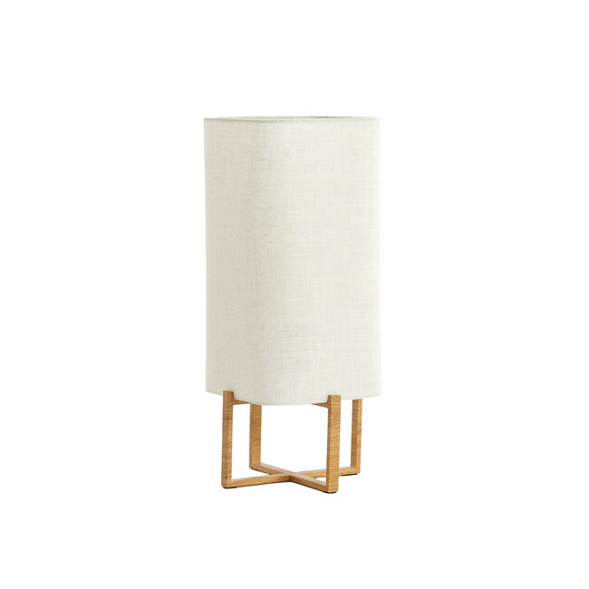 Light en Living Tafellamp 21,5X21,5X50,5 Cm WYN hout Natur+Linen Creme
