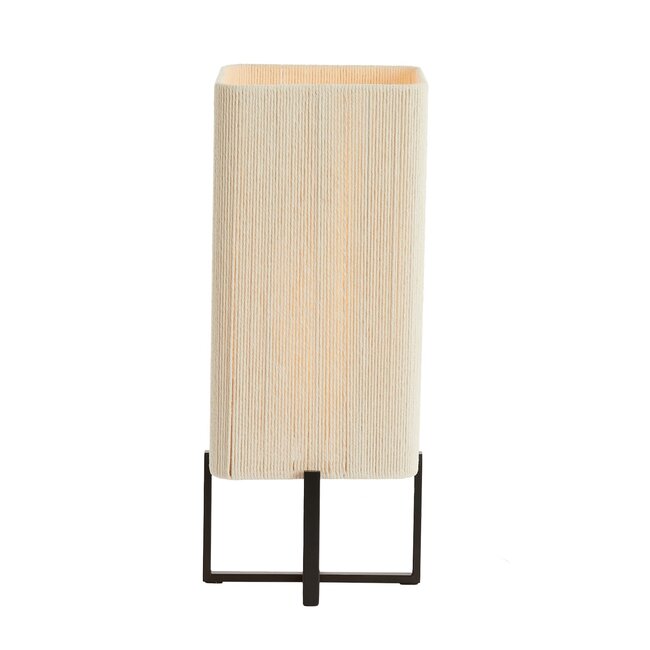 Light en Living Tafellamp 21,5X21,5X50,5 Cm WYN Mat zwart+touw creme