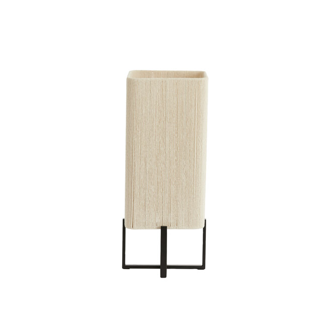 Light en Living Tafellamp 21,5X21,5X50,5 Cm WYN Mat zwart+touw creme