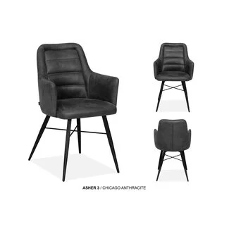 WoonMax Eettafel stoel Asher - Poot 3 - Chicago Antraciet - Showroommodel