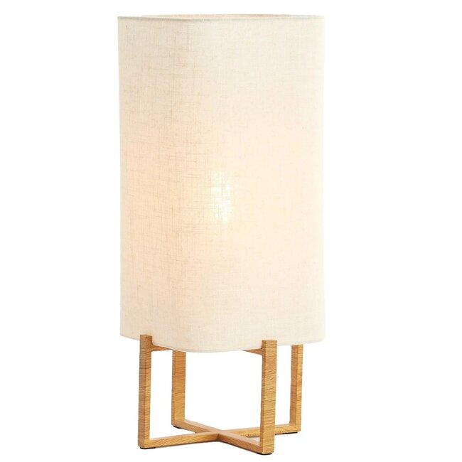 Light en Living Tafellamp 21,5X21,5X50,5 Cm WYN hout Natur+Linen Creme