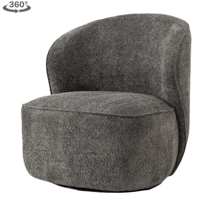 Tower Living Belvi Fauteuil - fabric AJ3019-20 Dark grey (draaibaar)