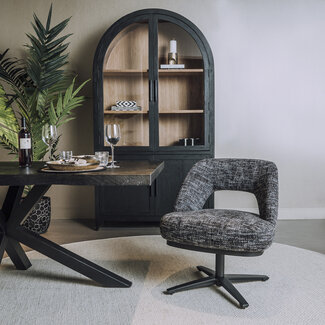 Tower Living Caldes Lounge Stoel - fabric TED 17 blue-grey (draaibaar)