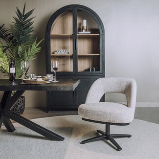 Tower Living Caldes Lounge Stoel - fabric TED 24 off white (draaibaar)