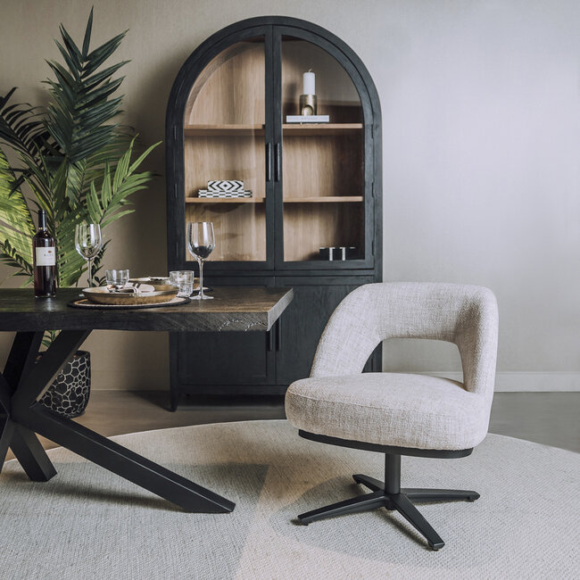Tower Living Caldes Lounge Stoel - fabric TED 24 off white (draaibaar)