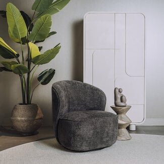 Tower Living Belvi Fauteuil - fabric AJ3019-20 Dark grey (draaibaar)