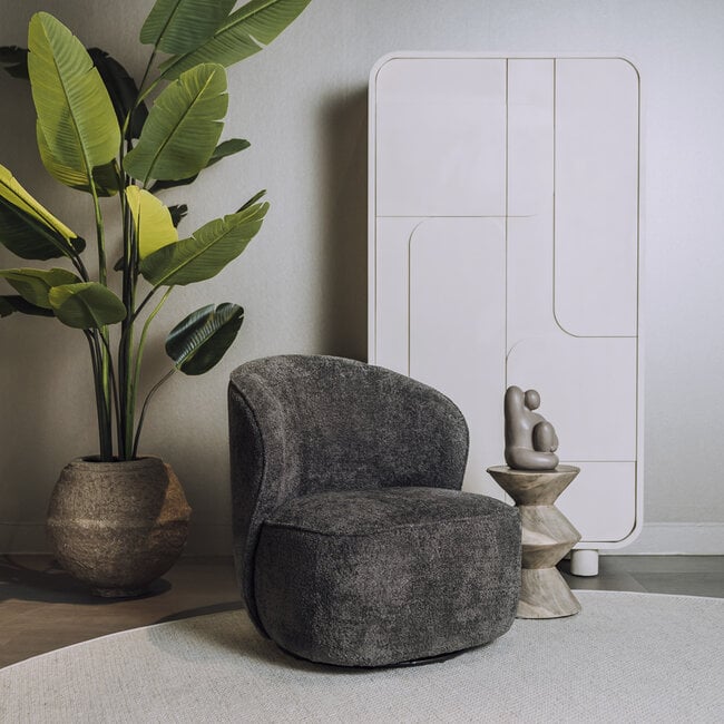 Tower Living Belvi Fauteuil - fabric AJ3019-20 Dark grey (draaibaar)