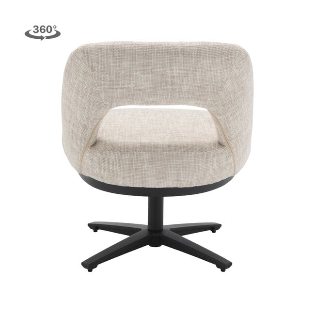 Tower Living Caldes Lounge Stoel - fabric TED 24 off white (draaibaar)