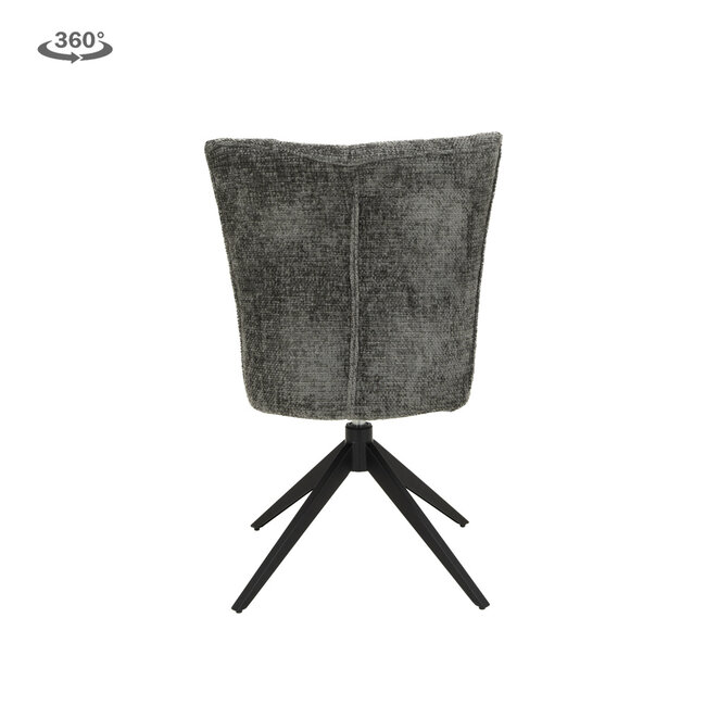 Tower Living Bardi Stoel - fabric Haga 16 charcoal (draaibaar)