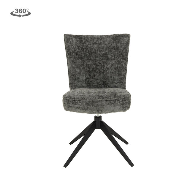 Tower Living Bardi Stoel - fabric Haga 16 charcoal (draaibaar)