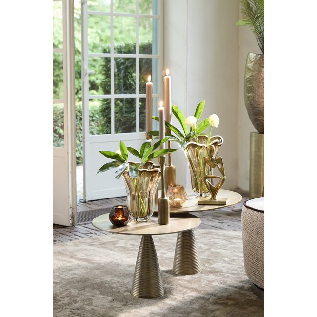 Light en Living Vaas Ø22X27 cm KAZUNO Glas helder bruin+grijs+creme