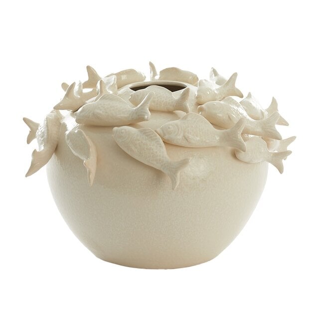 Light en Living Vaas deco Ø40X27 cm Fish keramiek creme