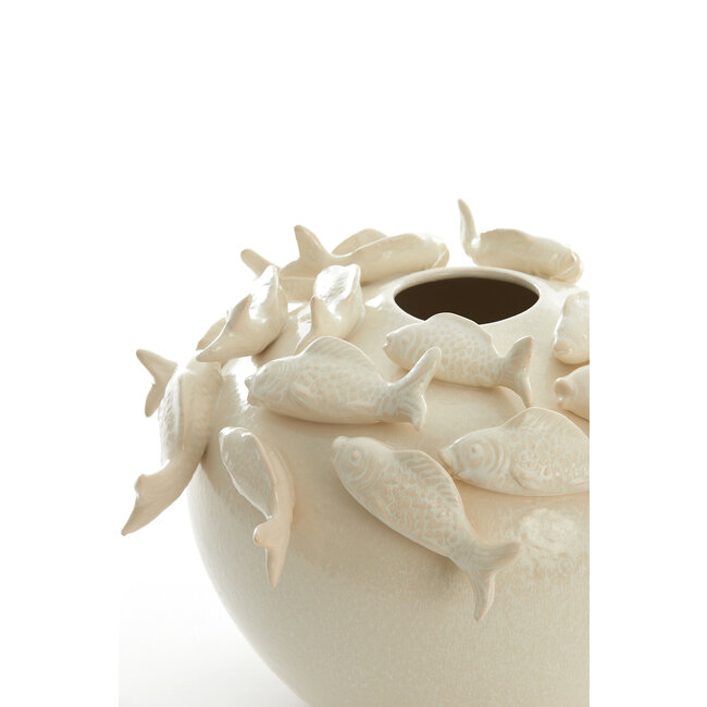 Light en Living Vaas deco Ø41,5X32 cm FISH keramiek creme