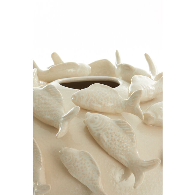Light en Living Vaas deco Ø41,5X32 cm FISH keramiek creme