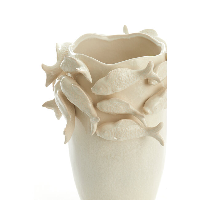Light en Living Vaas deco 29X28X36,5 cm FISH keramiek creme