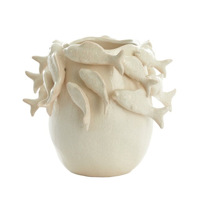 Light en Living Vaas deco 29X28,5X27 cm FISH keramiek creme