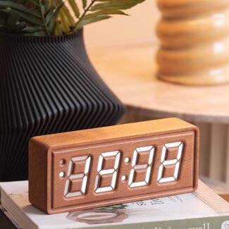 Karlsson Alarmklok Solid hout Engraved donker hout