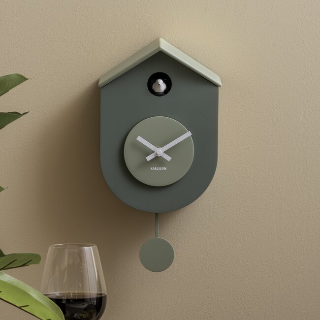 Karlsson Wandklok Grato Cuckoo jungle groen met grijs jade