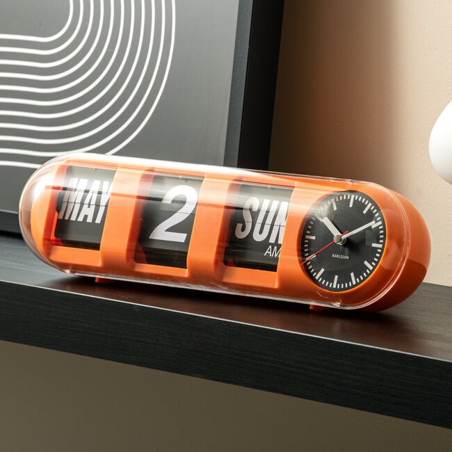 Karlsson Wandklok Tube Flip oranje
